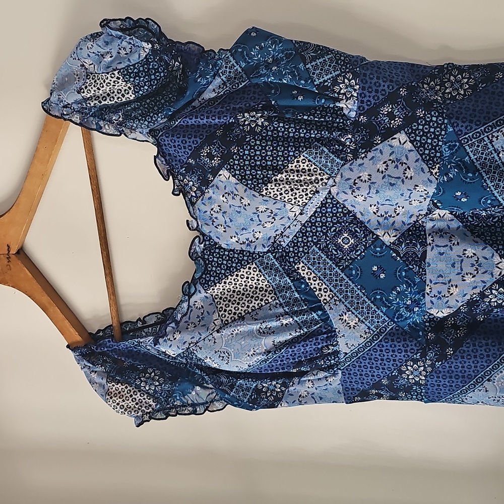 Blue Plus Size Mini Dress Patchwork Mini Dress Xxl - image 2